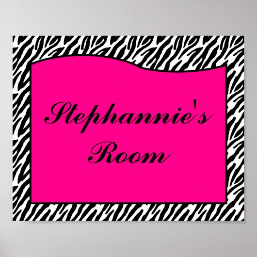 8x10-naam Wall Art Hot Pink Zebra Animal Print (Voorkant)