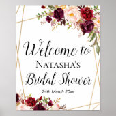 8x10" Op maat gemaakt bordeauxrood boho bloemensch Poster (Voorkant)