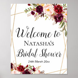 8x10" Op maat gemaakt bordeauxrood boho bloemensch Poster