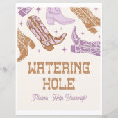 8x10 Paarse Cowgirl Watering Hole Sign (Voorkant)