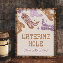 8x10 Paarse Cowgirl Watering Hole Sign