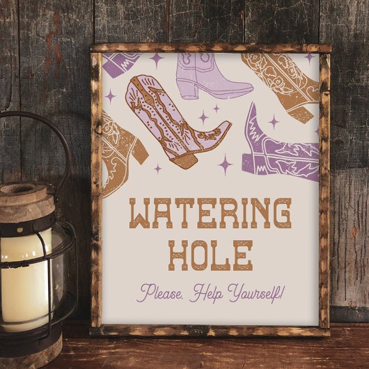 8x10 Paarse Cowgirl Watering Hole Sign