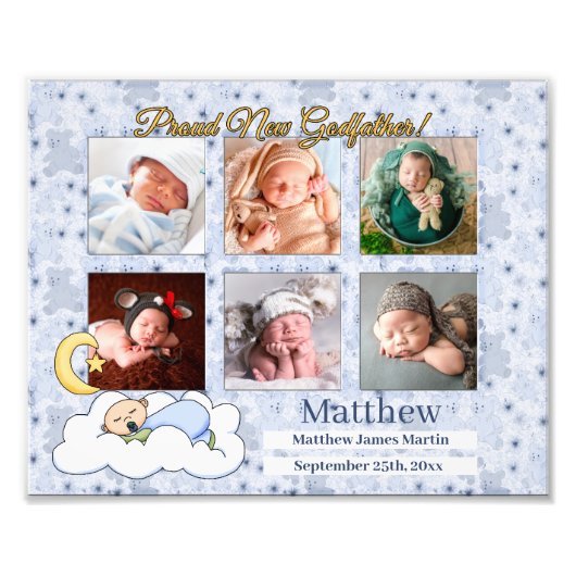 8x10 Proud Godfather New Baby Boy 6 Foto Afdruk (Voorkant)