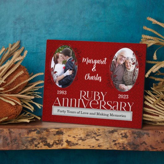 8x10 Robijn 40e trouwdag Foto Fotoplaat (Zijkant)