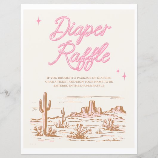 8x10 Roze Western Luier Raffle Bord (Voorkant)