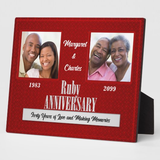 8x10 Ruby 40th Wedding Jubileum Square Photos Fotoplaat (Zijkant)