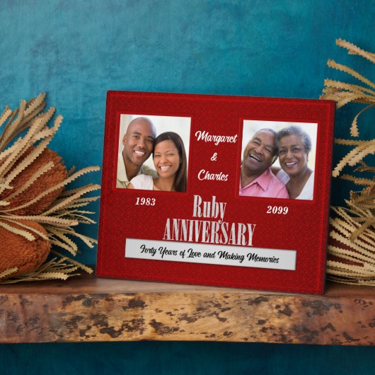 8x10 Ruby 40th Wedding Jubileum Square Photos Fotoplaat (Zijkant)