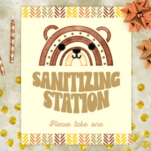 8x10 Sanitizer Station Boho Woodland Beer Verjaard Poster