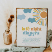 8x10 Sun Baby shower Late Night Luiers Teken
