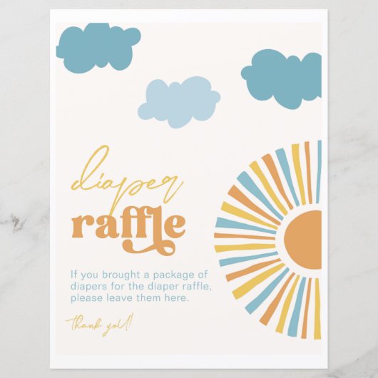 8x10 Sun Baby shower Luier Raffle Sign (Voorkant)