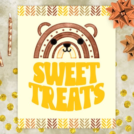 8x10 Sweets Boho Woodland Beer Verjaardags Dessert Poster