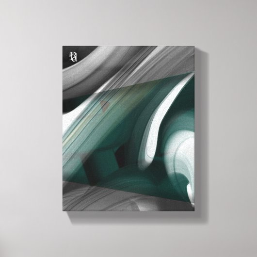 8x10" Trend Abstract Kunst Canvas Zwart Wit Groen Afdruk (Voorkant)