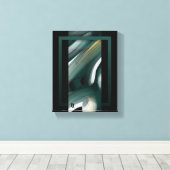 8x10" Trend Abstract Kunst Canvas Zwart Wit Groen Afdruk (Insitu (Houten vloer))