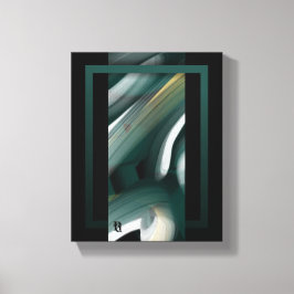 8x10" Trend Abstract Kunst Canvas Zwart Wit Groen Afdruk