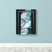 8x10"Trend Abstract Kunstcanvas Zwart Wit Blauw Canvas Afdruk (Insitu (Houten vloer))