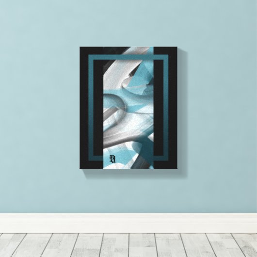 8x10"Trend Abstract Kunstcanvas Zwart Wit Blauw Canvas Afdruk (Insitu (Houten vloer))