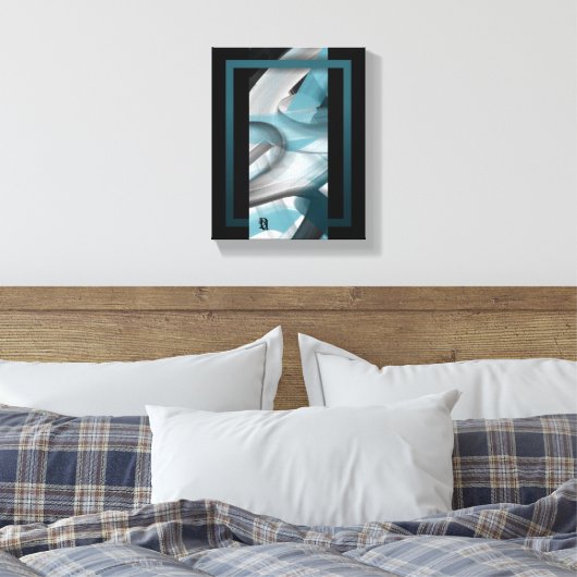 8x10"Trend Abstract Kunstcanvas Zwart Wit Blauw Canvas Afdruk (Insitu (Slaapkamer))