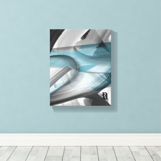 8x10"Trend Abstract Kunstcanvas Zwart Wit Blauw Canvas Afdruk (Insitu (Houten vloer))