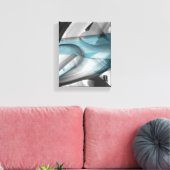 8x10"Trend Abstract Kunstcanvas Zwart Wit Blauw Canvas Afdruk (Insitu (Woonkamer))