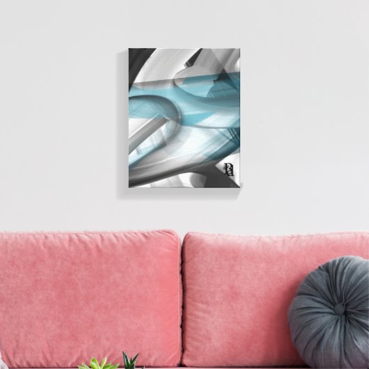 8x10"Trend Abstract Kunstcanvas Zwart Wit Blauw Canvas Afdruk (Insitu (Woonkamer))