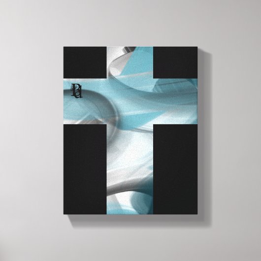 8x10"Trend Abstract Kunstcanvas Zwart Wit Blauw Canvas Afdruk (Voorkant)
