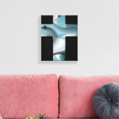 8x10"Trend Abstract Kunstcanvas Zwart Wit Blauw Canvas Afdruk (Insitu (Woonkamer))