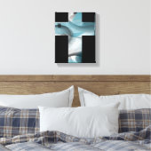 8x10"Trend Abstract Kunstcanvas Zwart Wit Blauw Canvas Afdruk (Insitu (Slaapkamer))
