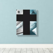 8x10"Trend Abstract Kunstcanvas Zwart Wit Blauw Canvas Afdruk (Insitu (Houten vloer))