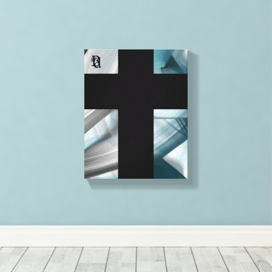 8x10"Trend Abstract Kunstcanvas Zwart Wit Blauw Canvas Afdruk (Insitu (Houten vloer))