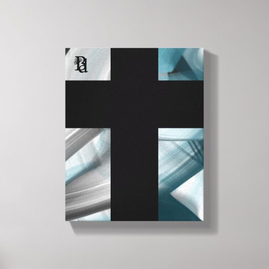 8x10"Trend Abstract Kunstcanvas Zwart Wit Blauw Canvas Afdruk (Voorkant)