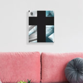 8x10"Trend Abstract Kunstcanvas Zwart Wit Blauw Canvas Afdruk (Insitu (Woonkamer))