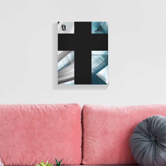 8x10"Trend Abstract Kunstcanvas Zwart Wit Blauw Canvas Afdruk (Insitu (Woonkamer))