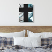 8x10"Trend Abstract Kunstcanvas Zwart Wit Blauw Canvas Afdruk (Insitu (Slaapkamer))