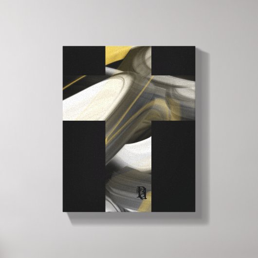 8x10"Trend Abstract Kunstcanvas Zwart Wit Goud Canvas Afdruk (Voorkant)
