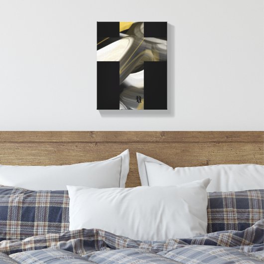 8x10"Trend Abstract Kunstcanvas Zwart Wit Goud Canvas Afdruk (Insitu (Slaapkamer))