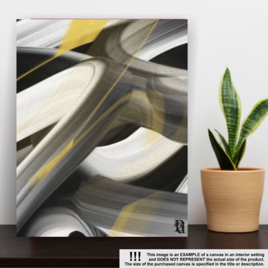 8x10"Trend Abstract Kunstcanvas Zwart Wit Goud Canvas Afdruk
