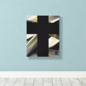 8x10"Trend Abstract Kunstcanvas Zwart Wit Goud Canvas Afdruk (Insitu (Houten vloer))