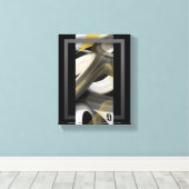 8x10"Trend Abstract Kunstcanvas Zwart Wit Goud Canvas Afdruk (Insitu (Houten vloer))