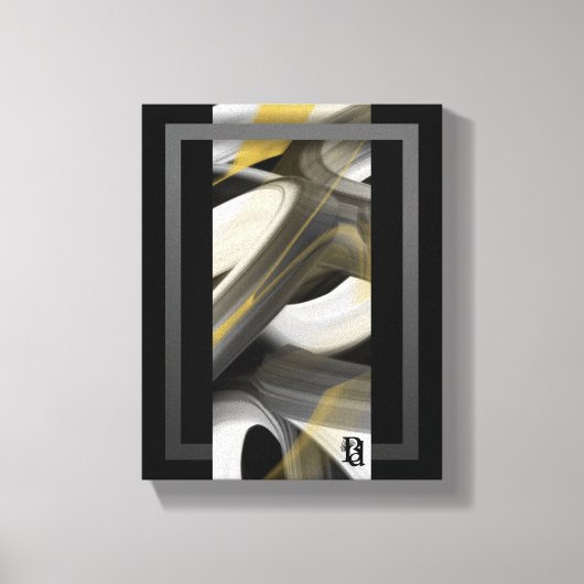 8x10"Trend Abstract Kunstcanvas Zwart Wit Goud Canvas Afdruk (Voorkant)