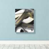 8x10"Trend Abstract Kunstcanvas Zwart Wit Goud Canvas Afdruk (Insitu (Houten vloer))