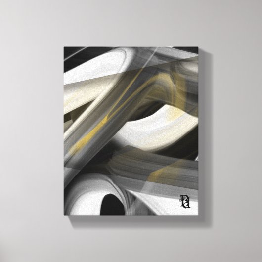 8x10"Trend Abstract Kunstcanvas Zwart Wit Goud Canvas Afdruk (Voorkant)