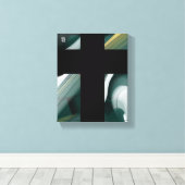 8x10"Trend Abstract Kunstcanvas Zwart Wit Groen Canvas Afdruk (Insitu (Houten vloer))