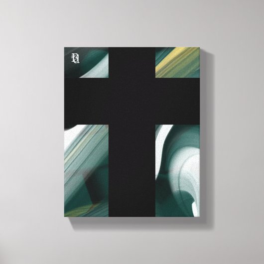 8x10"Trend Abstract Kunstcanvas Zwart Wit Groen Canvas Afdruk (Voorkant)