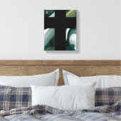8x10"Trend Abstract Kunstcanvas Zwart Wit Groen Canvas Afdruk (Insitu (Slaapkamer))