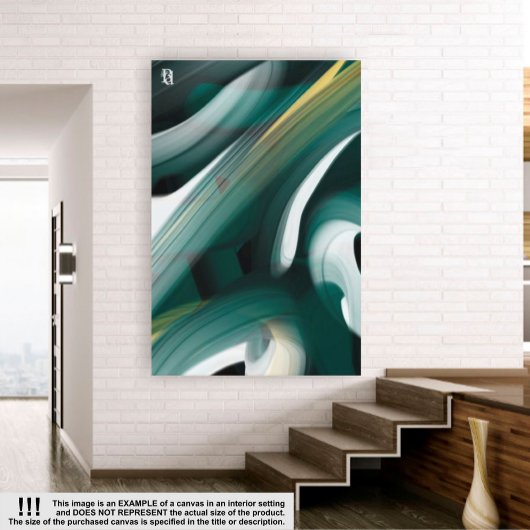 8x10"Trend Abstract Kunstcanvas Zwart Wit Groen Canvas Afdruk