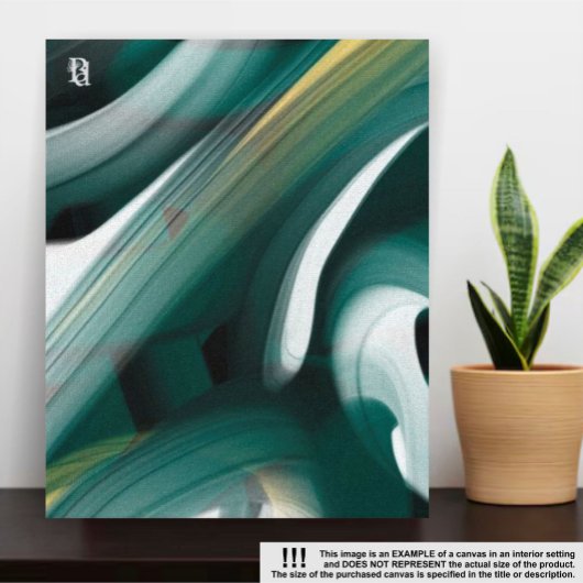 8x10"Trend Abstract Kunstcanvas Zwart Wit Groen Canvas Afdruk
