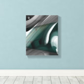 8x10"Trend Abstract Kunstcanvas Zwart Wit Groen Canvas Afdruk (Insitu (Houten vloer))