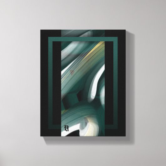 8x10"Trend Abstract Kunstcanvas Zwart Wit Groen Canvas Afdruk (Voorkant)