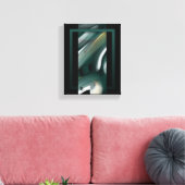 8x10"Trend Abstract Kunstcanvas Zwart Wit Groen Canvas Afdruk (Insitu (Woonkamer))