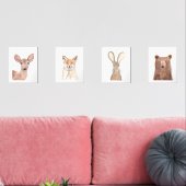 8x10 Woodland Schattigee Waterverf Bos Dieren Muurkunst Sets (Woonkamer)